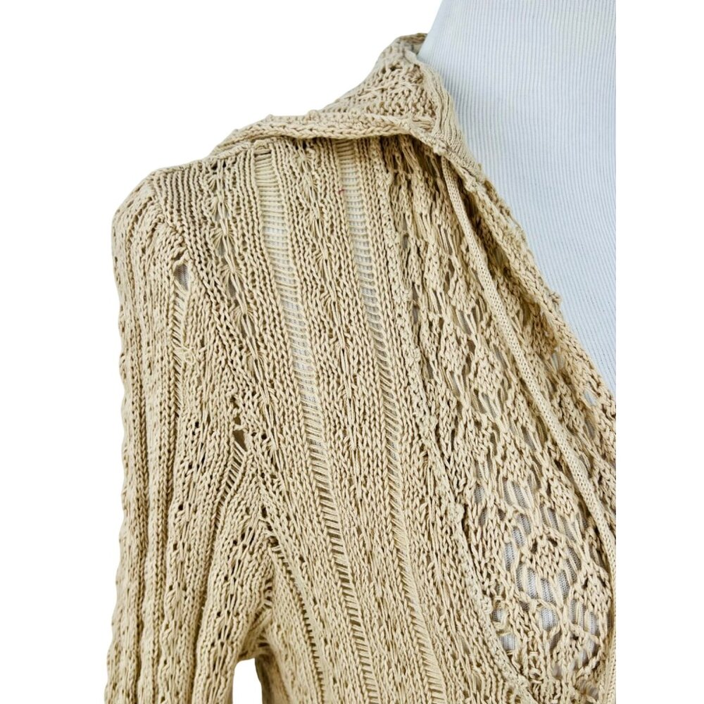 T-Party Vintage Inspired Hooded Zip-Front Bell Sleeve Crochet Cardigan - Picture 3 of 14